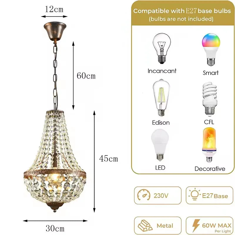 Antique Bronze Iron Chandelier Pendant Light