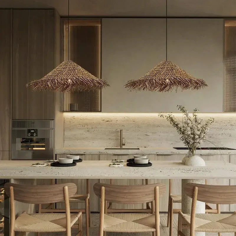 Rattan Woven Pendant Light - Japanese Wabi Sabi