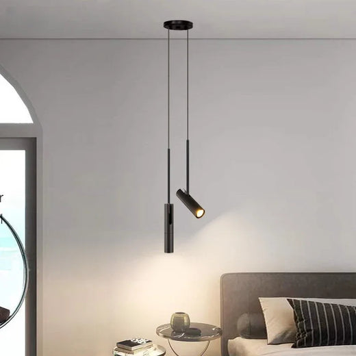 Minimalist Adjustable LED Spotlight Tube Pendant in Black and Gold