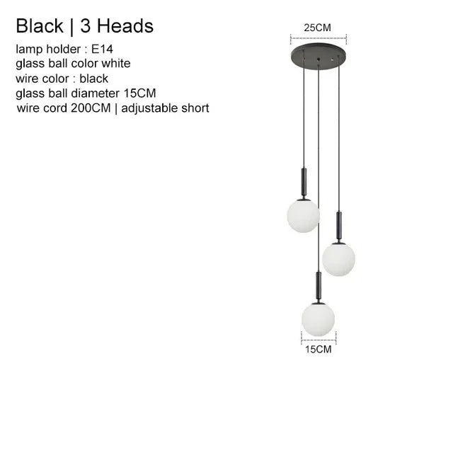 Nordic Glass Ball Pendant Light - Brass Hanging Lamp