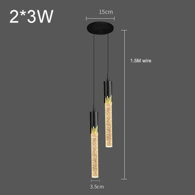 Modern Bubble Texture Acrylic Column Pendant Light in Gold for Bedside