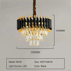 Black Gold Crystal Chandelier Modern Ceiling Light