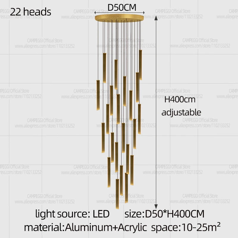 Minimalist Aluminum Pendant Light for Staircase
