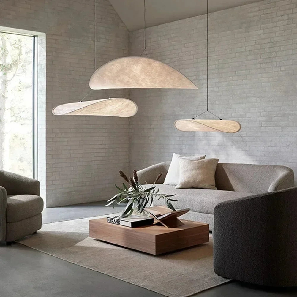 Modern Silk Sail Pendant Light in White for Living Room 40 to 120cm