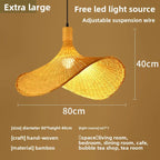 Bohemian Rattan Pendant Light - Woven Hat Design