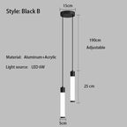 Sunlight Tube Restaurant Bedroom Bedside Long Line Pendant Lamp Modern Minimalist Fish Line Lamp White Acrylic Pendant Lamp