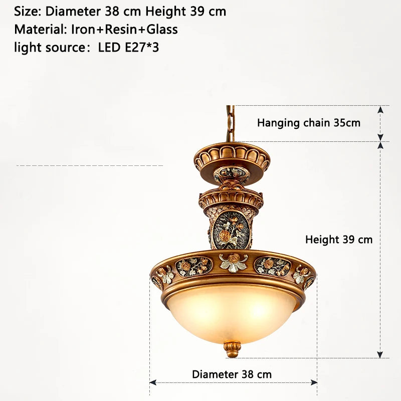 European Retro Iron Resin Pendant Lamp