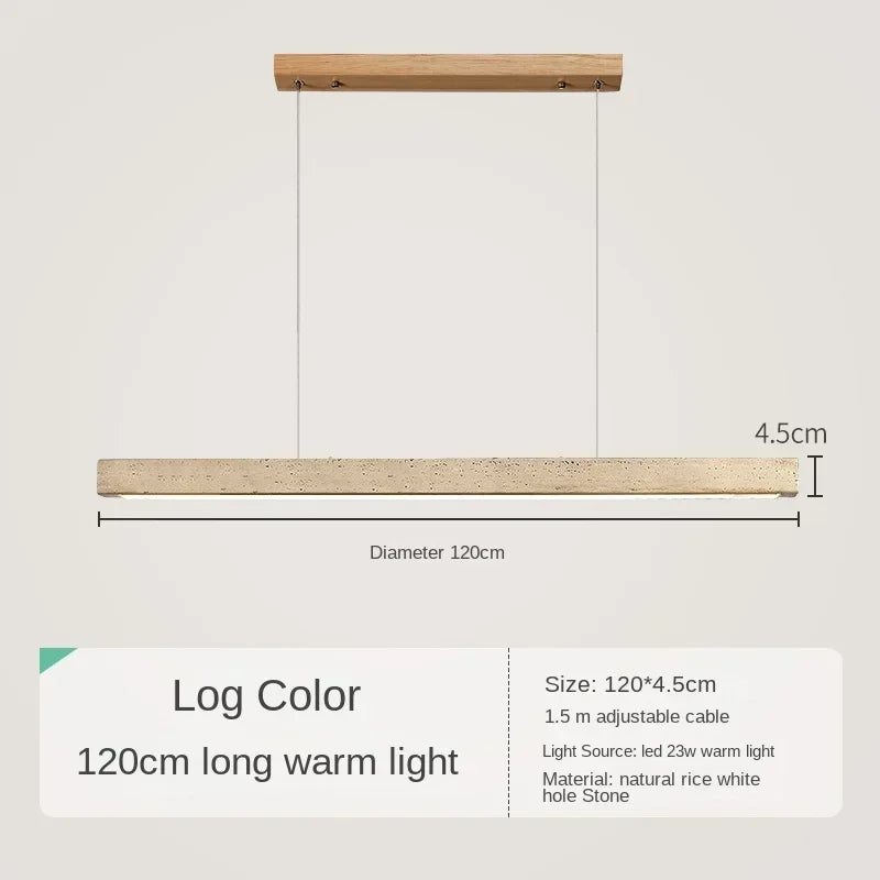 Lámpara colgante minimalista de madera y piedra para comedor