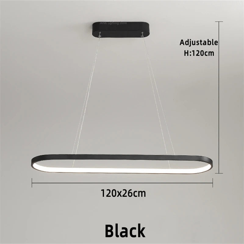 Minimalist LED Pendant Light Oval Strip Design