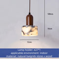 Veined Marble Cylinder Pendant Light with Walnut Top for Bar Counter