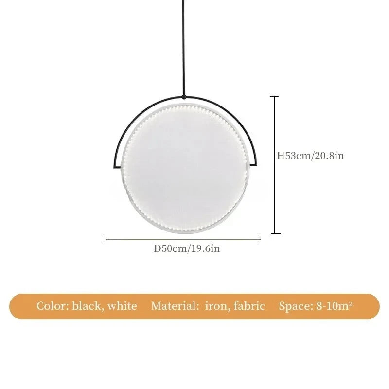 Nordic Iron Pendant Light with Fabric Shade