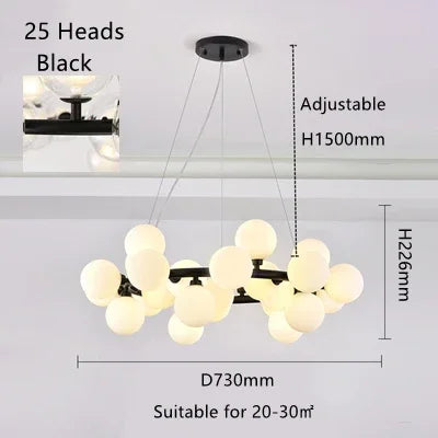 Scandinavian Ring Chandelier Glass Ball Pendant Light
