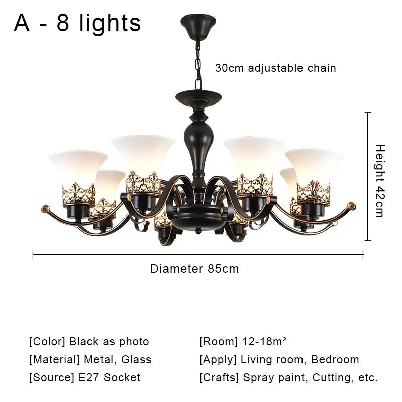Vintage Iron Glass Pendant Chandelier Retro Loft