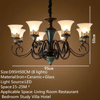 Vintage Ceramic Iron Chandelier Pendant Light