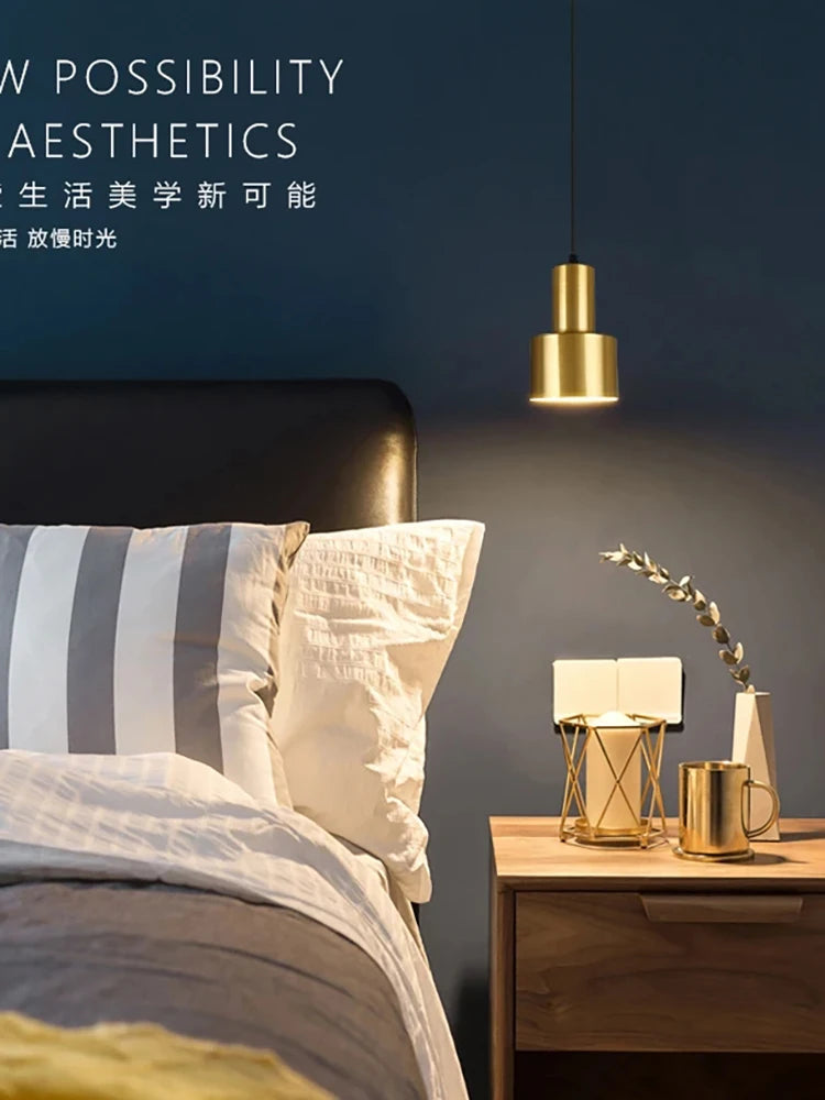 Minimalist Brass Pendant Light for Bedroom