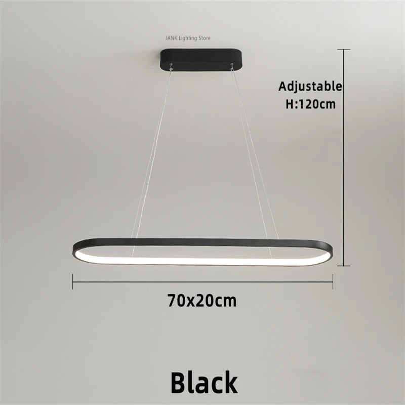 Minimalist LED Pendant Light Oval Strip Design