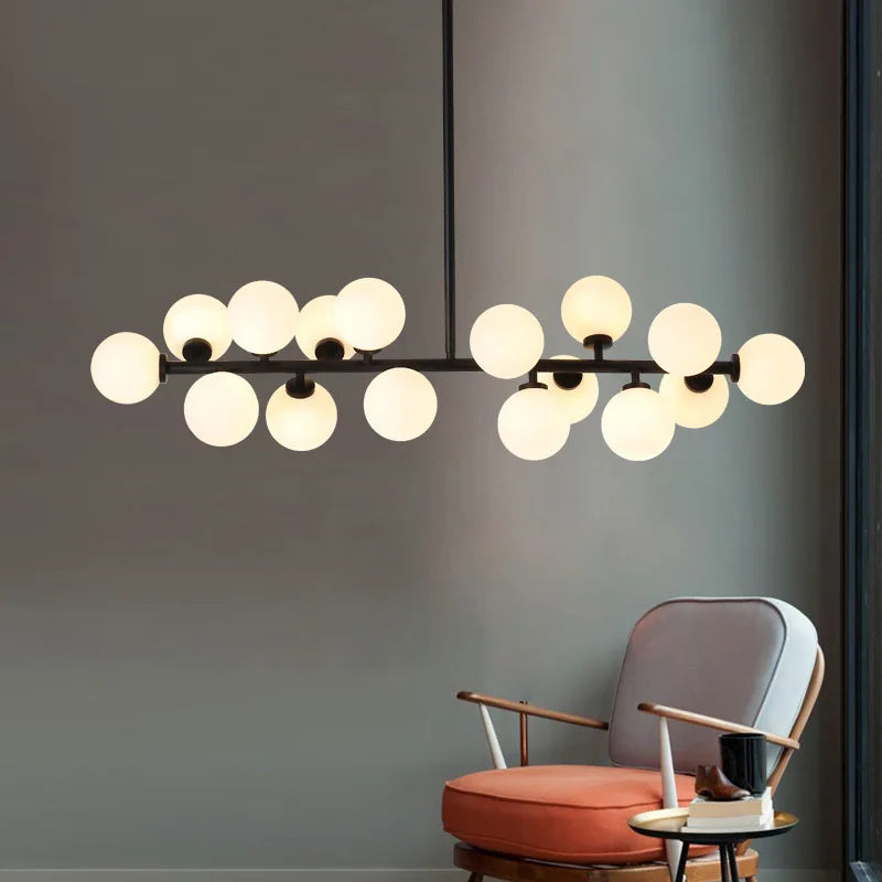 Scandinavian Ring Chandelier Glass Ball Pendant Light