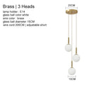 Nordic Glass Ball Pendant Light - Brass Hanging Lamp