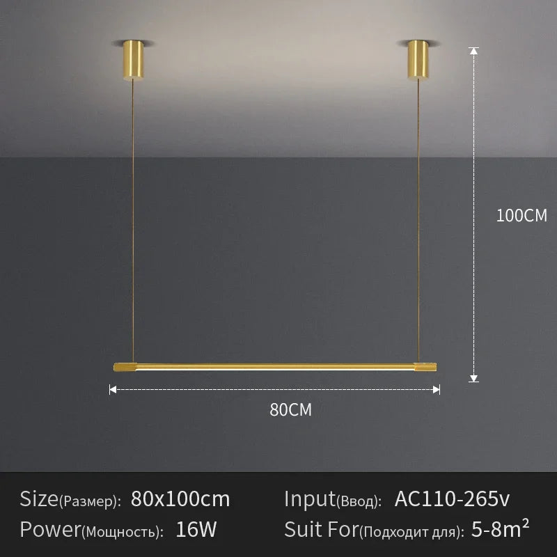 Minimalist Iron Linear Pendant Light for Dining
