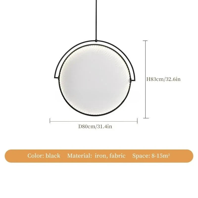 Nordic Iron Pendant Light with Fabric Shade
