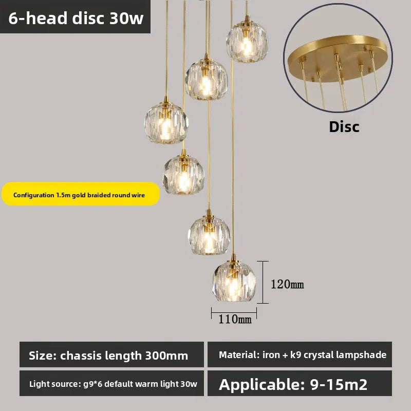 Crystal Glass Pendant Light for Dining Room