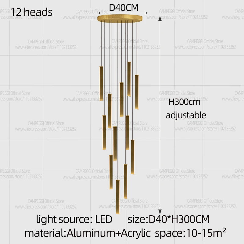 Minimalist Aluminum Pendant Light for Staircase
