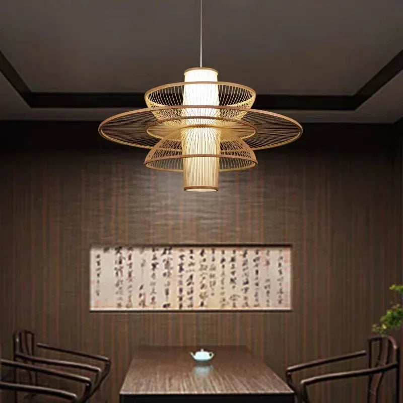 Bohemian Rattan Pendant Light for Bedroom