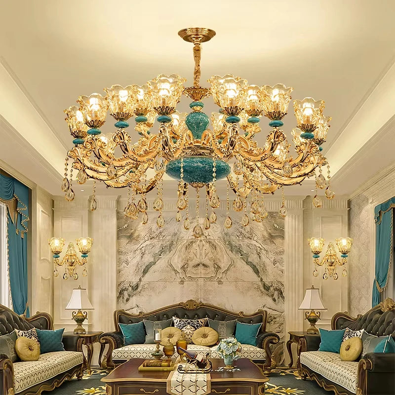 European Ceramic Chandelier Luxury Hall Light
