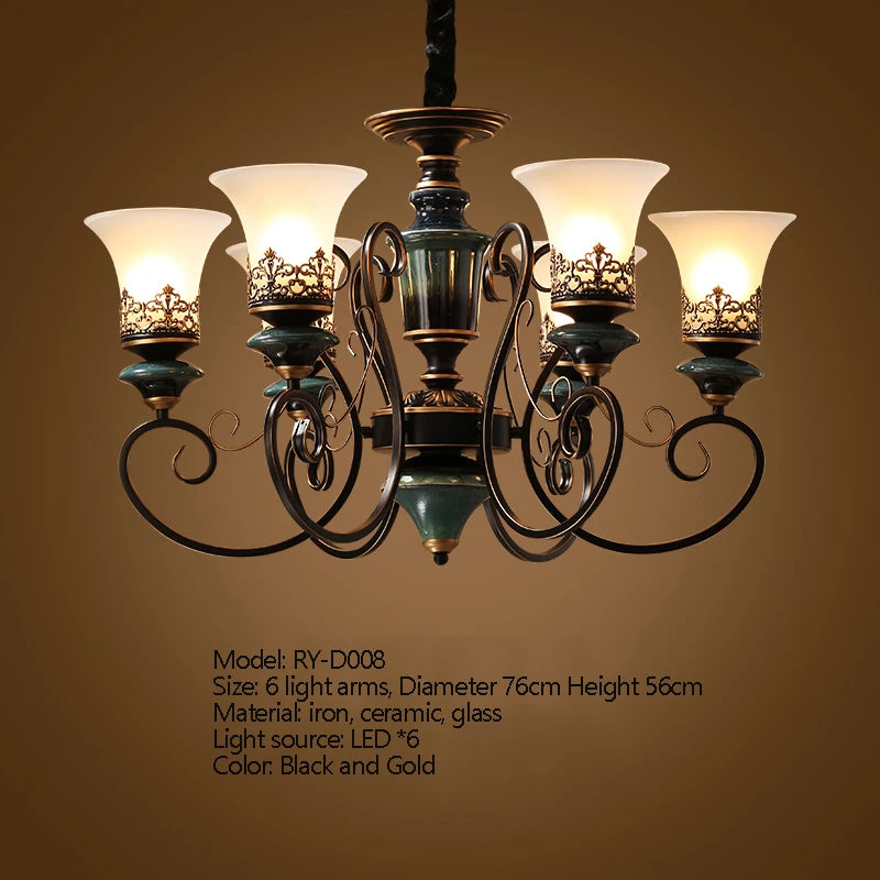 European Luxury Glass Chandelier Iron Frame