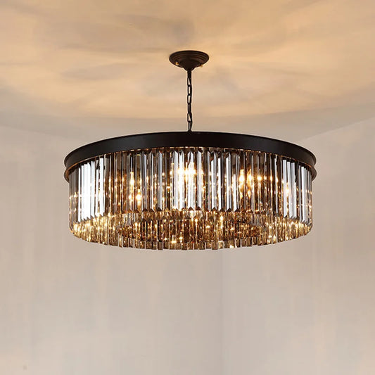 Modern Glass Chandelier LED Ceiling Light Black Gold