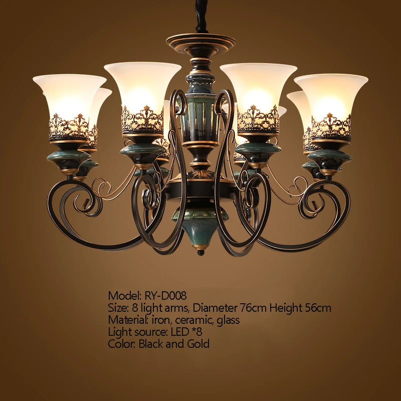 European Luxury Glass Chandelier Iron Frame