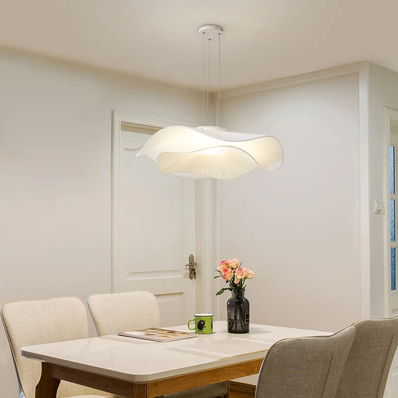 Minimalist White Fabric Pendant Light for Dining Room