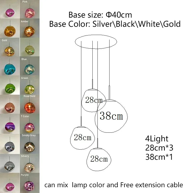 Nordic Glass Pendant Light - Lava Design Hanging Lamp