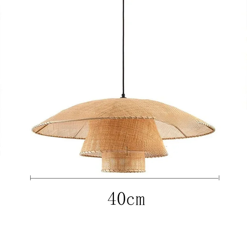 Vintage Rattan Pendant Lamp Handmade Suspension