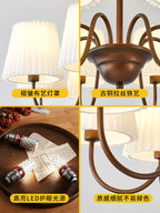 Rustic Pleated Shade Chandelier Light
