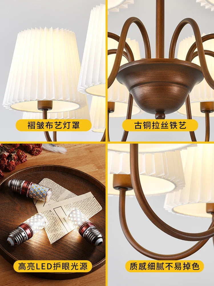 Rustic Pleated Crystal Pendant Light