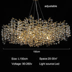 Modern Gold Branch Crystal Chandelier for Dining Room