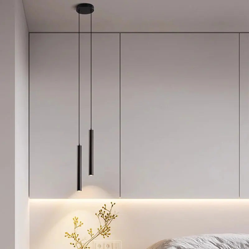 Black LED Cord Pendant Lights Hanging Lighting for TV Background Nordic Adjustable Suspended Chandelier Lamps Kitchen Corridor