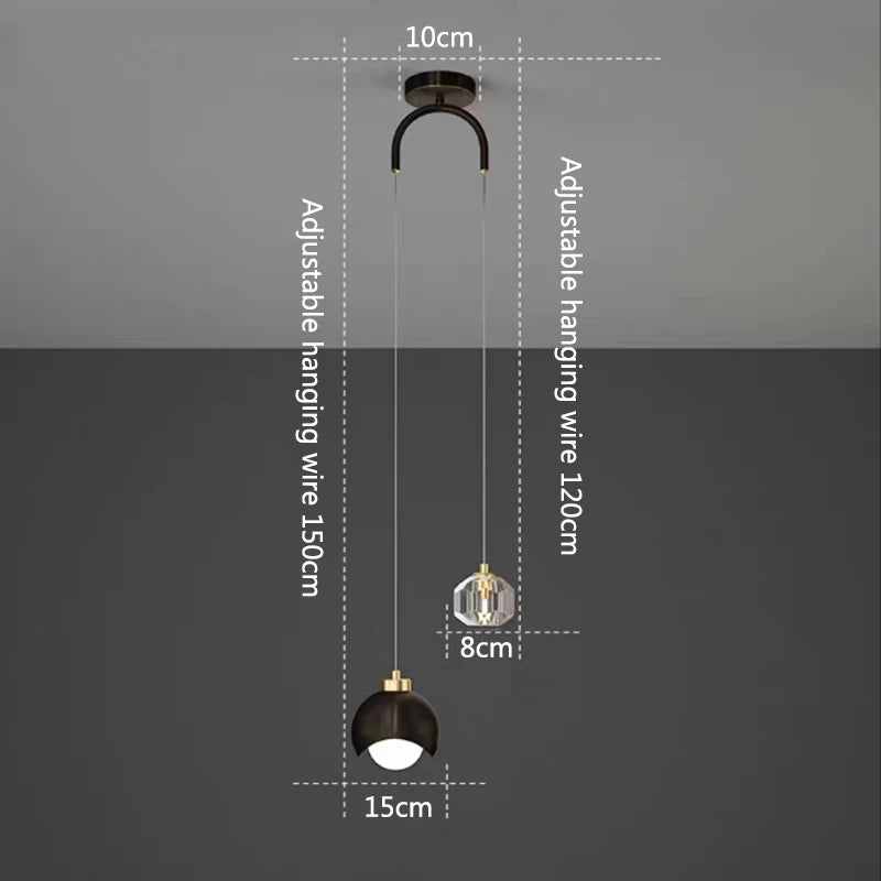 Nordic Minimalist Crystal Glass Pendant Light Bedroom