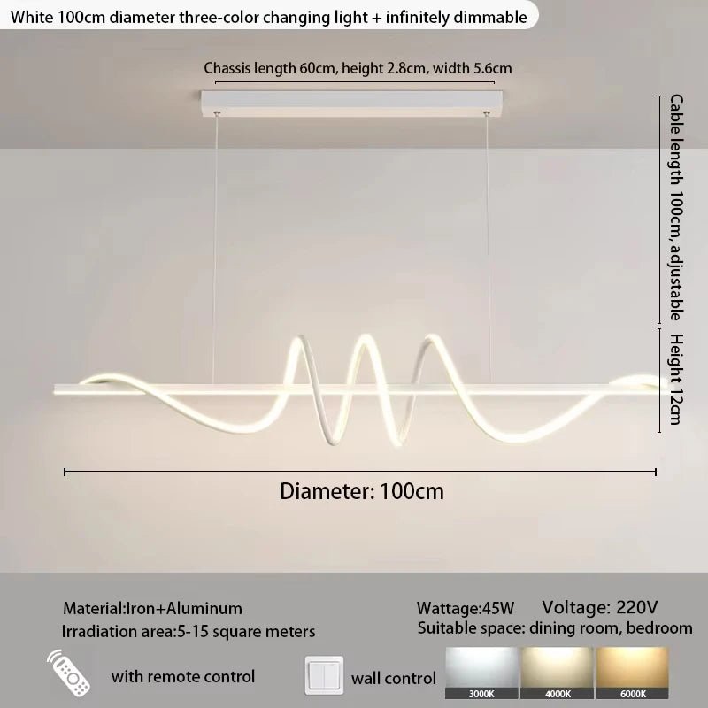 Minimalist LED Pendant Light - Modern Wave Design