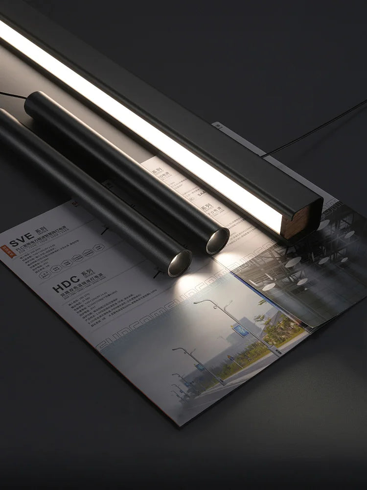 Minimalist Black Aluminum Linear Pendant Light