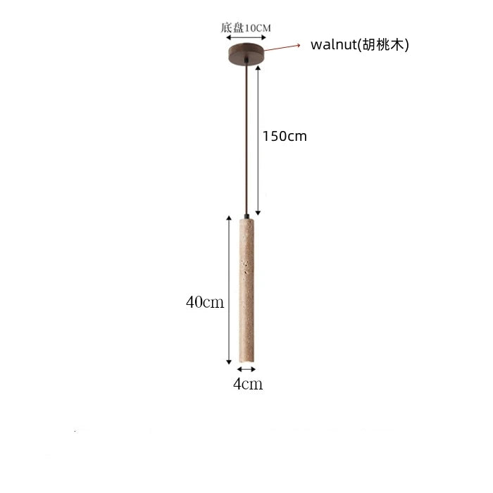 Slim Travertine Led Pendant Lamp Natural Stone Suspension Ceiling Hanging Light for Bedroom Bedside Dining Room Kitchen Island