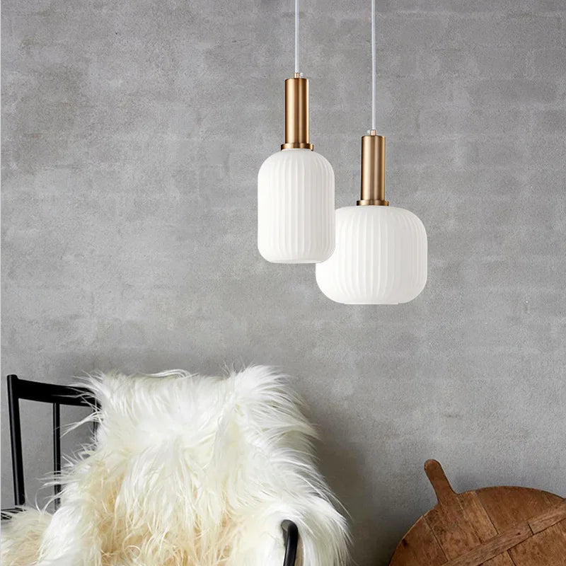 Nordic Glass Pendant Light with Copper Finish