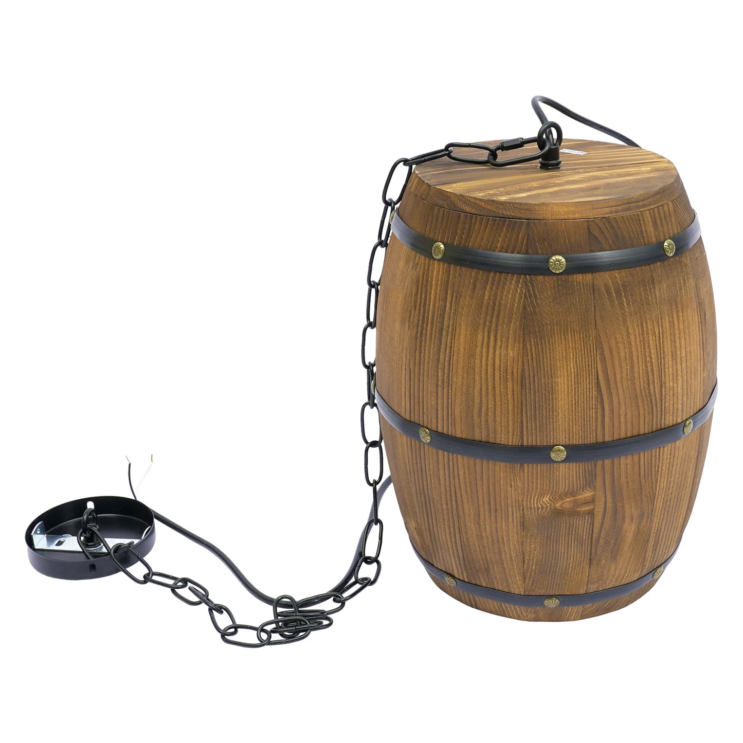 Retro Wood Barrel Pendant Light for Dining & Bar