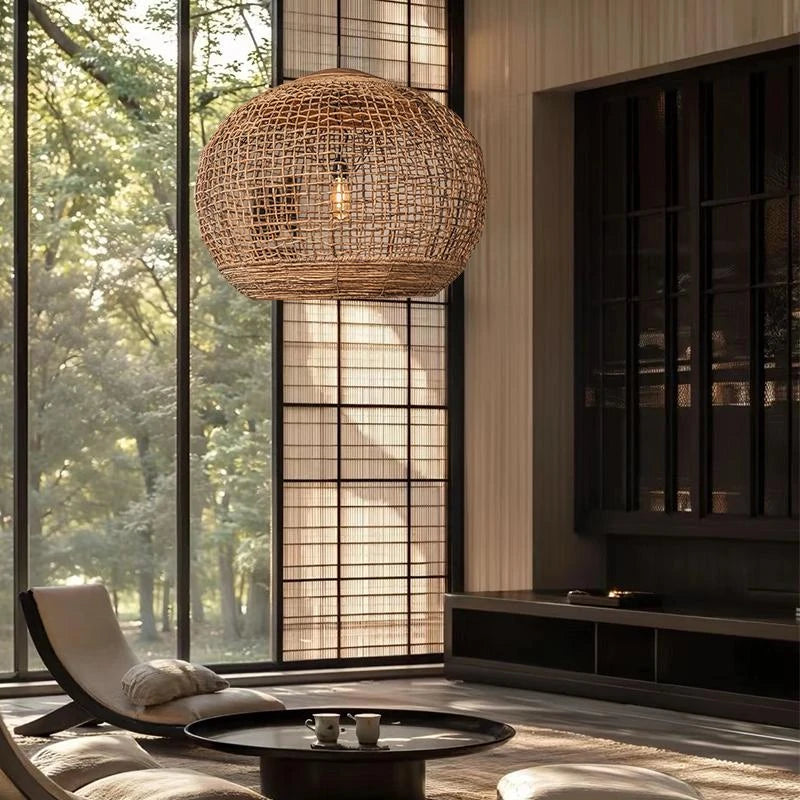 Bohemian Rattan Woven Pendant Light for Dining Room
