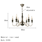 Retro Metal Chandelier with Dark Wood Accents