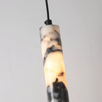 Luxury Black Cylinder Natural Stone Pendant Lamp High-end Bedside LED Chandelier Living Room Decoration Home Hanging Lights