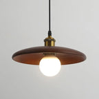 Solid Wood Disc Pendant Light with Opal Globe for Tea Room and Hallway