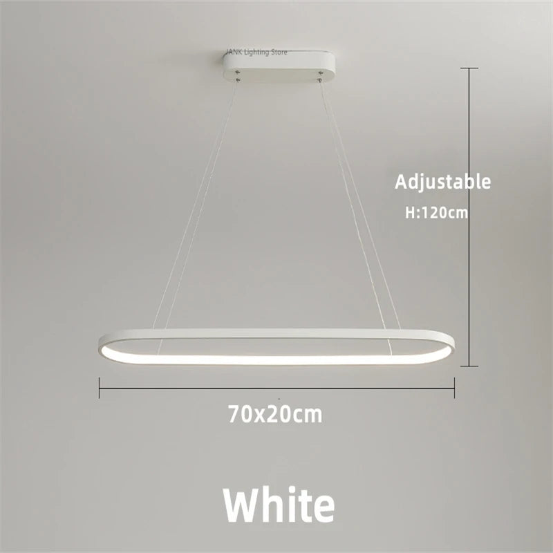 Lámpara colgante LED minimalista con diseño de tira ovalada