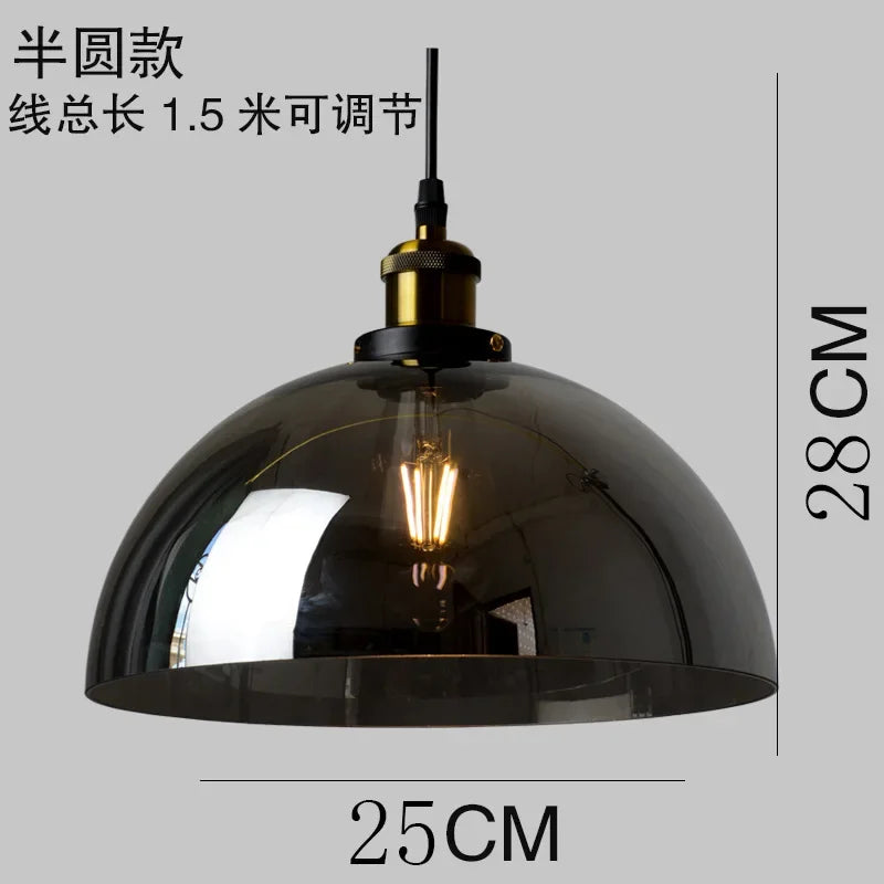 Industrial Clear Glass Pendant Light with Antique Brass Fitting for Bar